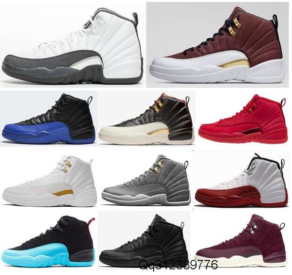 

12 new dark grey gamma blue playoffs ovo cherry wntr men basketball shoes 12s cny chinese new year bordeaux purple sneakers with box