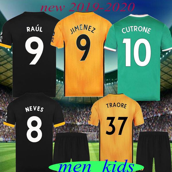 

2019 wolverhampton wanderer occer raul jimenez jer ey ruben neve ivan cavaleiro matt doherty rui patricio kid football uniform, Black;yellow
