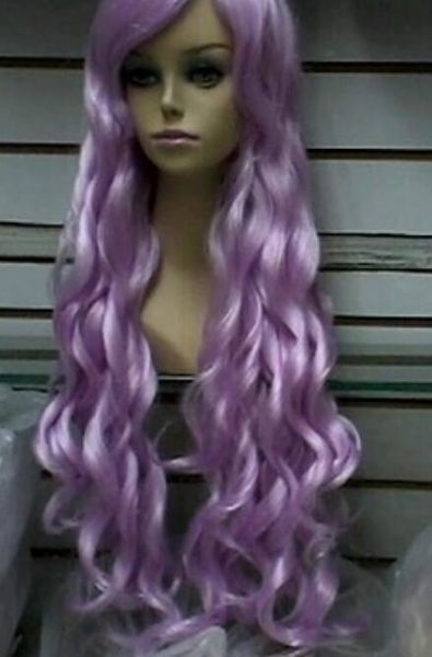Wig Ll 002010 Wow 70cm Purple Long Curly Fibre Hair Wig Cos