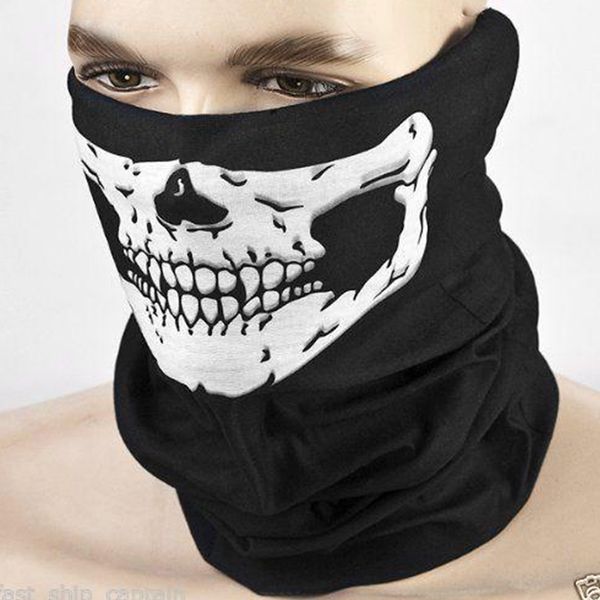 

polyester skull masks outdoor seamless bandana sport riding bicycle cycling scarves festival party halloween scary half face mask, Black