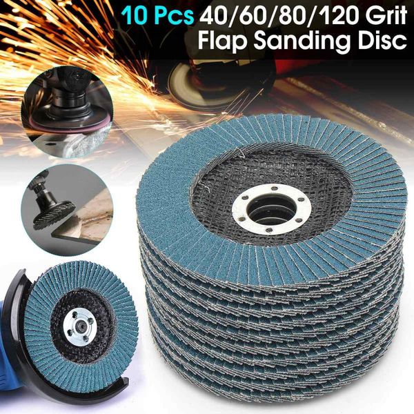 

10pcs 40/60/80/120 grit grinding wheels flap discs 5" 125mm angle grinder sanding discs metal plastic wood abrasive tool