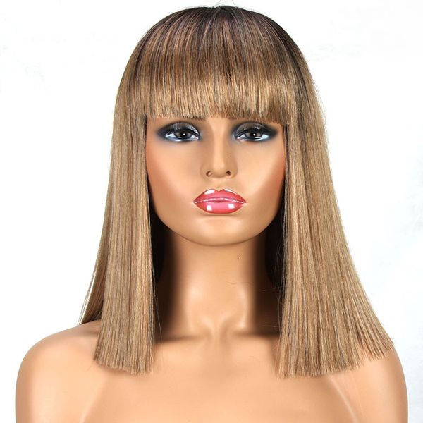 

the selling european and american women qi liuhai straight hair wigs chemical fiber high temperature silk shoulders high-grade elastic, Black