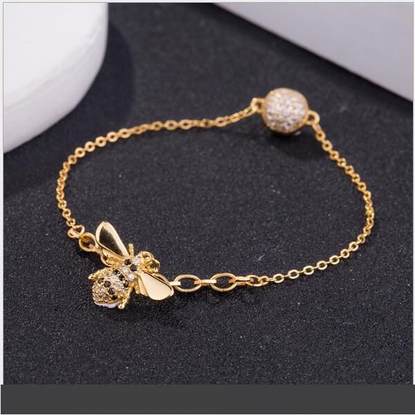 

женские дизайнерские браслеты swarovski luxury bee honeybee кулон шарм браслеты мода кристалл алмаз заявление ювелирные изделия для женщин, Golden;silver