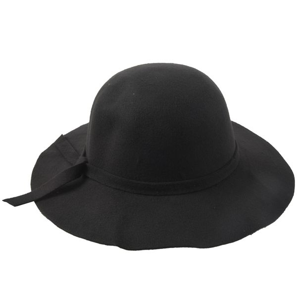 

стильные дети девушки широкими полями ретро войлок котелок floppy cap cloche hat-черный зоотовары домашний сад, Yellow