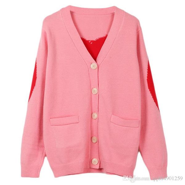 

new fashion outwear knitted jacket coat sweater pink v-neck button long sleeve sweaters cardigan designer sweater pullover women, White;black
