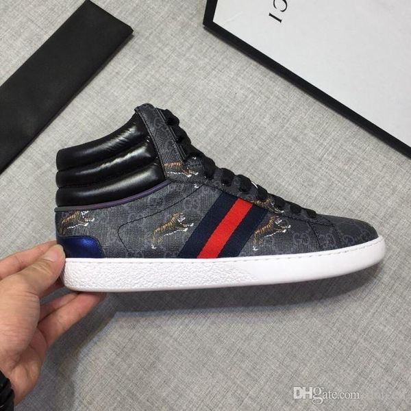 

mens designer shoes gucci ace stripe high-black sneaker tiger men platform casual shoes with rubber sole high quality