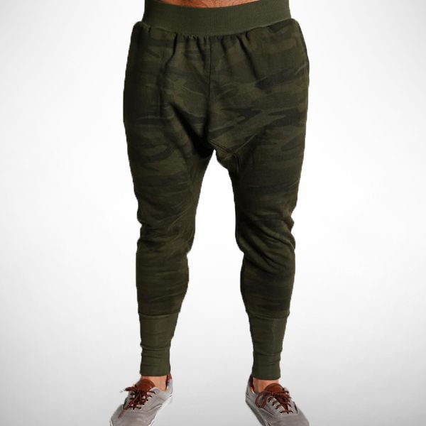 

2020 summer men's sports trend, new fitness, camouflage thread, small foot dry trousers, Black;blue