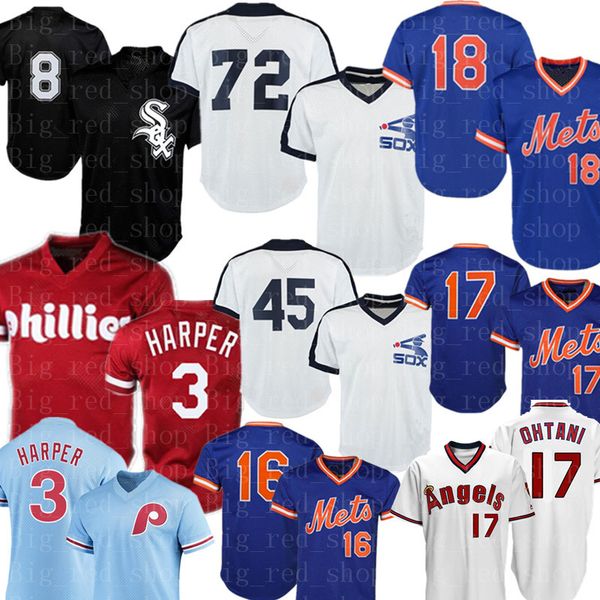 

chicago white 8 bo jackson sox 72 carlton fisk philadelphia 3 bryce harper phillies jersey 18 darryl strawberry mets dwight gooden hernandez, Blue;black