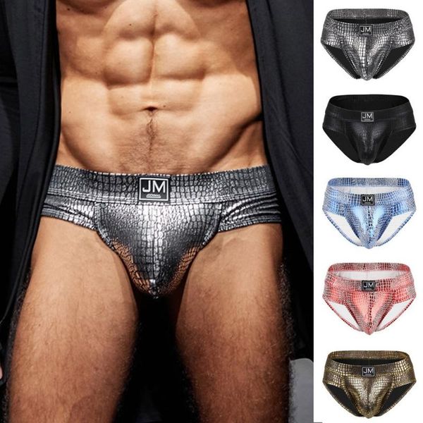 

leather paillette male underwear men's charm underpants absorbing breathable underwear comfort briefs, Black;white