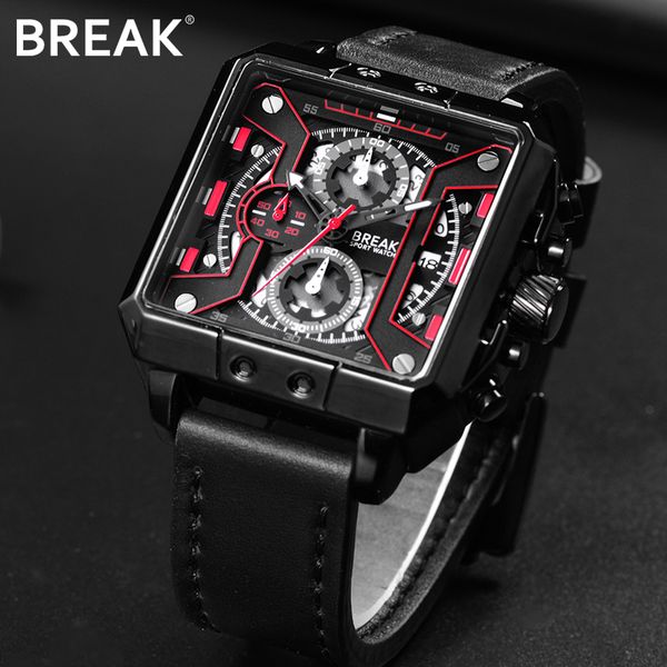 

break men luxury fashion wristwatch multi-function casual quartz sport with chronograph waterproof calendar and luminous watch, Slivery;brown