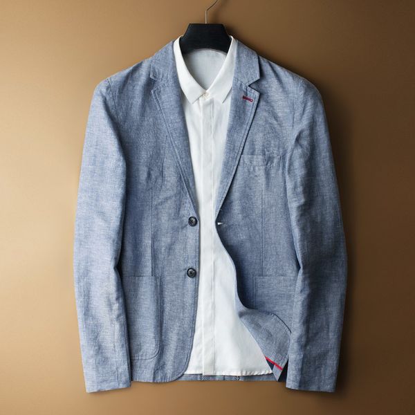 

new arrivla fashion autumn men cotton and linen suits youth casual thin coats single breasted plus size m-2xl3xl4xl, White;black