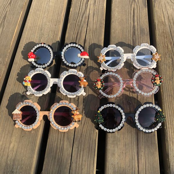 

zaolihu gorgeous diamond kids sunglasses flower shades cartoon christmas design baby eyewear mirror lens uv400 cute eyeglass wzbio, Blue