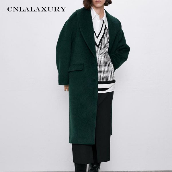 

womens solid wool coat winter lapel pocket long coat button warm trench jacket long sleeve overcoat outwear monteau femme hiver, Black