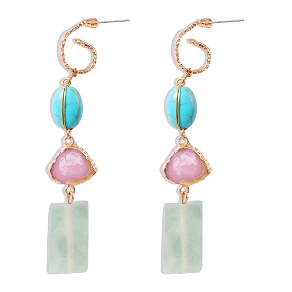 

dangle chandelier womens luxury designer women earrings fashion jewelry street creative irregular stone long eardrop, Silver