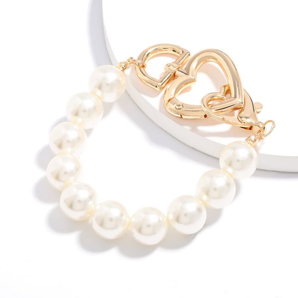 

find me imitation pearl beaded bracelet for women simple alloy heart bracelets new fashion jewelry accessories, Black