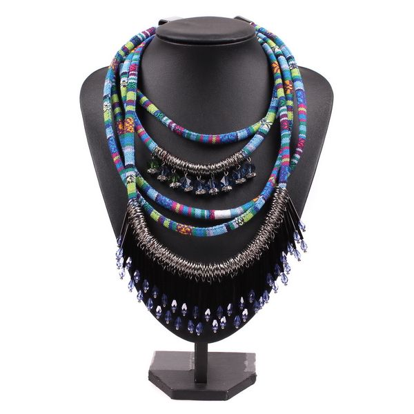 

2019 новая мода модель веревка цепи золотой кристалл кулон коренастый заявление нагрудник колье ожерелье воротник для женщин старинные ювели, Golden;silver