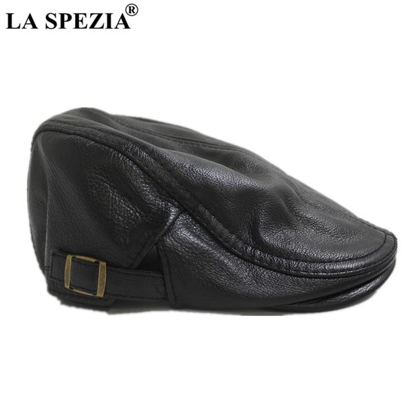 

la spezia genuine leather beret hat men flat cap cowhide real leather black british vintage autumn winter brand male newsboy hat, Blue;gray