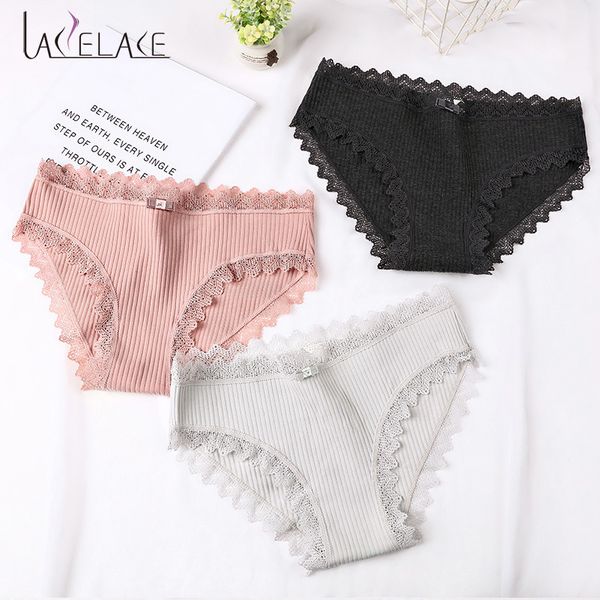 

women's panties cotton briefs lace bow underpants for women,breathable pink girls cute  l, Black;pink