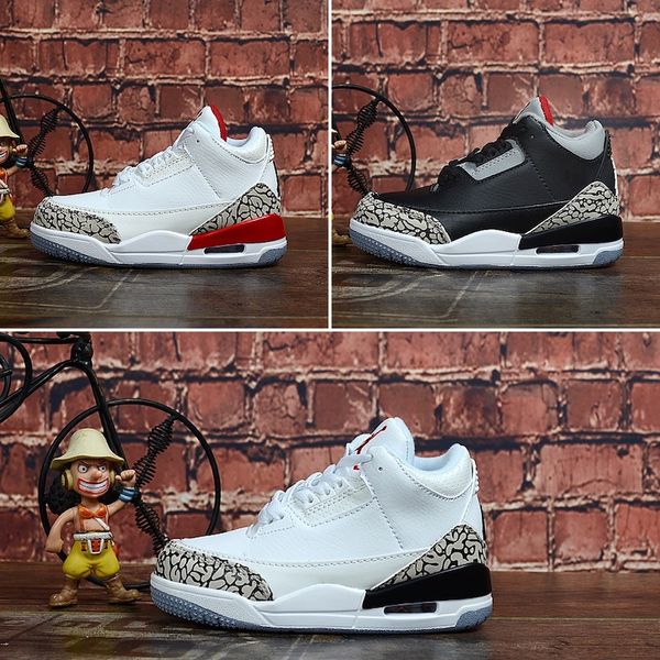 

nike air jordan 3 дешевые женские 3s баскетбольная обувь ретро aj 3 черный белый красочные dj халед волк серый черный цемент j3 дети jumpman, Black