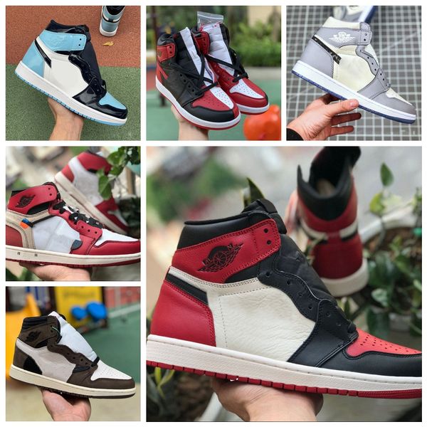 

new og men air retro aj1 basketball 1s royal black toe pine green black court purple white unc patent women trainers