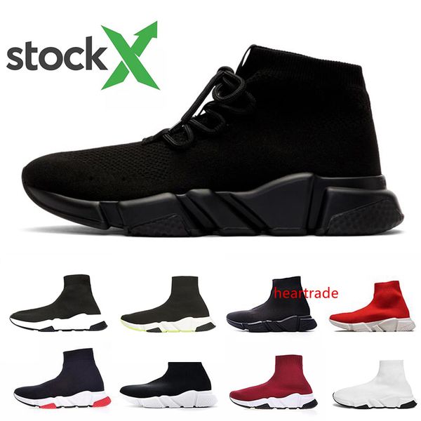 

stock x lace-up luxury designer casual sock shoes lace up speed trainer black red triple black brand fashion socks trainer sports sneakers