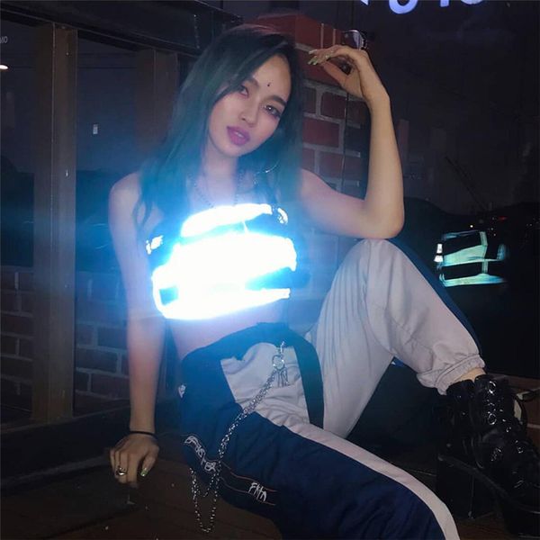 

nightclub seasonal women's reflective short bra, White