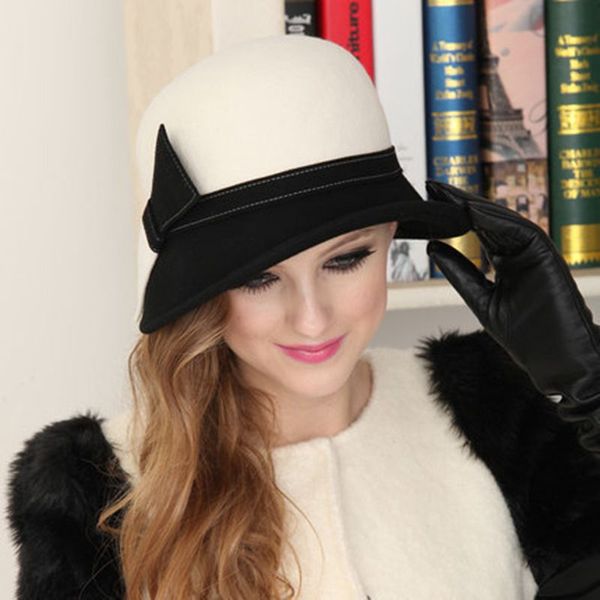 

women winter 100% wool felt hats lady party formal fedora hat, Blue;gray