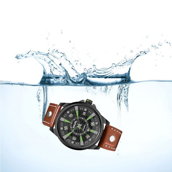 

fashion men's watches geometric sport style leather belt round belt men's quartz bracelet watch gift relogio masculino, Slivery;brown
