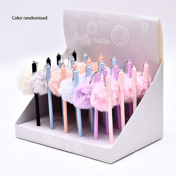 

colorful portable full needle tube 0.5mm pen signature pen plush ball pendant smooth writing gift official school