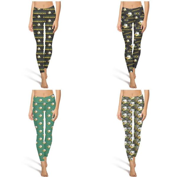 

oregon ducks football green fashion women's design yoga pants pockets casual four-way stretch suitable for training leggings basketball, Black