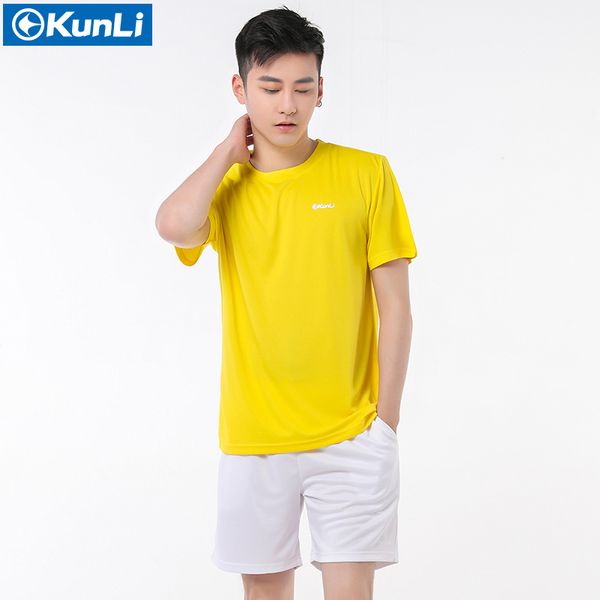 

kunli 2017 new men's tennis shirt outdoor sports o collar clothing running badminton clothing basketball short t-shirt shirt tee, White;yellow