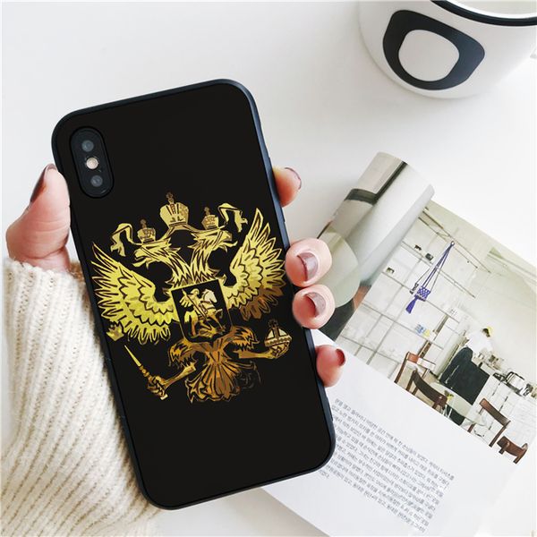 

fundas luxury russian coat of arms flag cover for iphone 11 pro xs max xr case for iphone 8 7 6s plus 5s se case soft silicone cover.