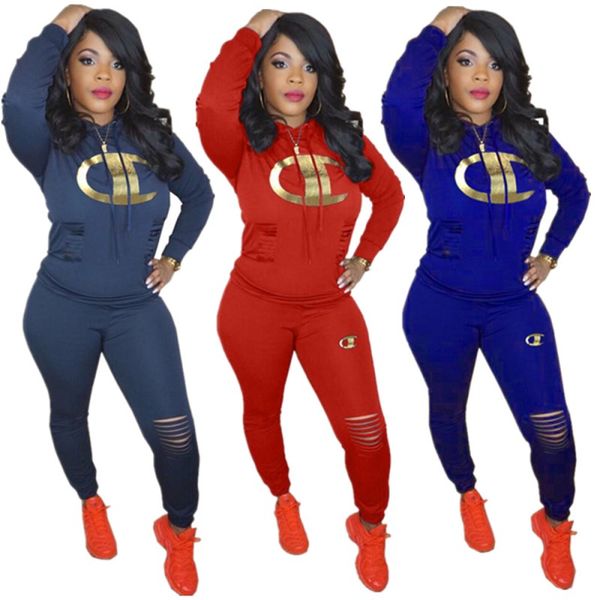 

women designer sportswear long sleeve shirt pants tracksuit hoodie legging 2 piece set bodycon outfits women clothing klw1938