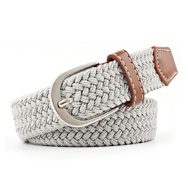 

2019 simple and stylish thin waist belt women casual elastic waistband canvas buckle braided woven waist straps dropshiping, Black;brown