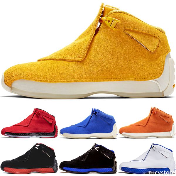 

men 18 18s basketball shoes toro red suede yellow orange blue royal cool grey og mens sport trainer athletic sneakers 8-13 ing