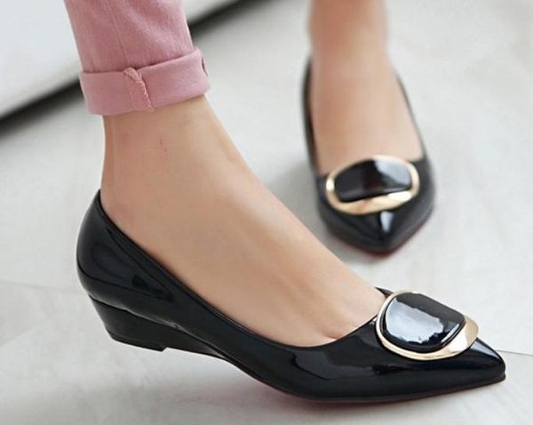 

2019 women's shoes in spring and autumn with new style slope heel pointed end @245, Black