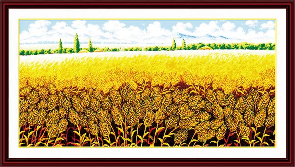 Cenário da colheita de trigo decoração da sua casa pintura, conjuntos de Bordado Feito À Mão Ponto Cruz bordado contados impressão sobre tela DMC 14CT / 11CT