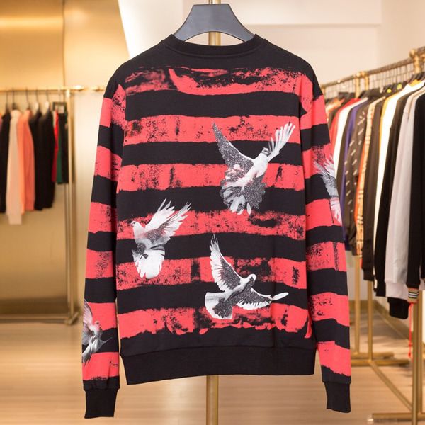 

am1r1 color matching flying pigeon crewneck pullover sweatshirt men women stripe sweater street long sleeve autumn winter sweater, Black