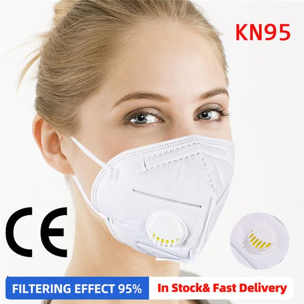 

n95 kn95 mask with valve folding ffp2 mask filter respirato dustproof anti pm2.5 dhl single pack for retail