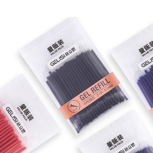 

100 pcs gel refill value pack 0.5mm needle tip red black blue color ink writing stationery office school supplies f175