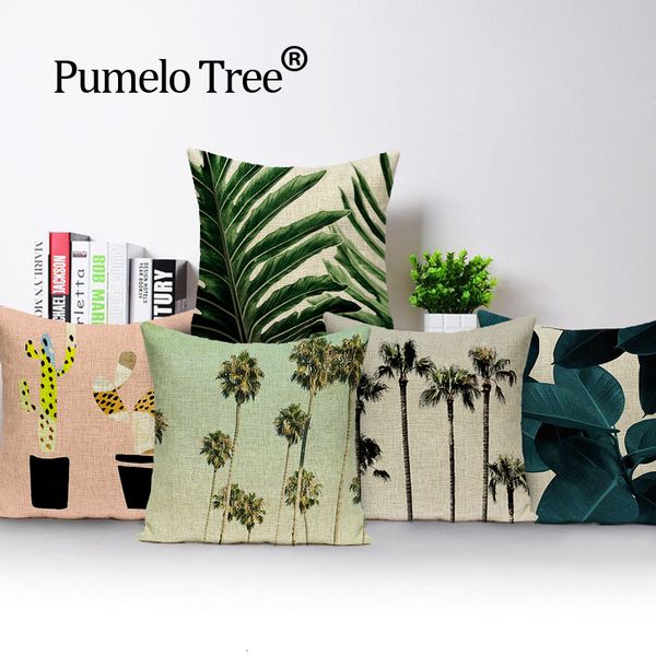 

plant cushion green decorative pillows dropshipping cushion cover banana leaf cactus botanical cushions home decor pillow cover