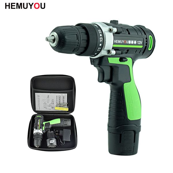 

12v electric screwdriver rechargeable lithium battery*2 double speed cordless screwdrivers parafusadeira furadeira power tools