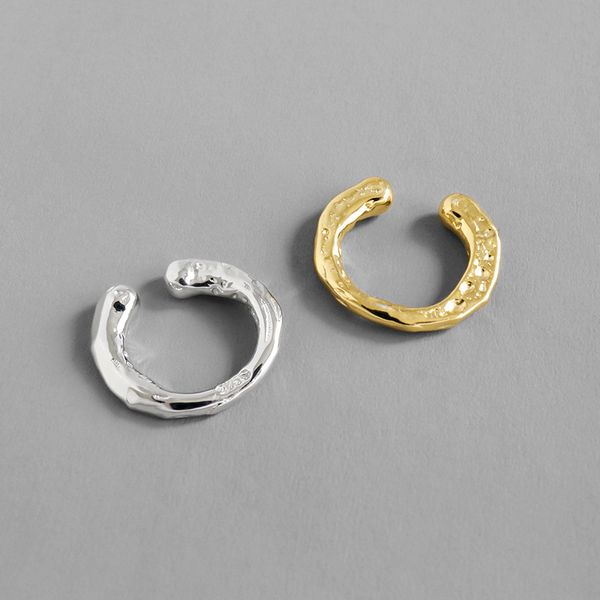 

xiha 1pc irregular round ear cuffs for women 925 sterling silver clip on earrings diy trend summer bohemian korean earring 2020, Golden;silver