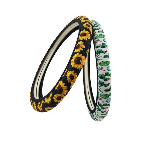 

universal handmade sunflower steering wheel cover stretch-on fabric steering wheel cover a6he
