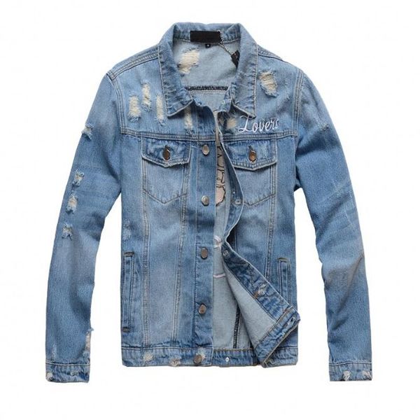 

2018 new motorcycle letter printing denim jacket high fashion designer famous bomber denim slim windbreaker jacket mens jean clothing, Black;brown