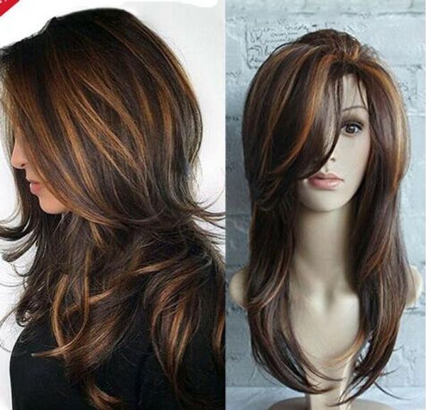 Women Long Ombre Wavy Curly Hair Full Head Wigs Cosplay Party