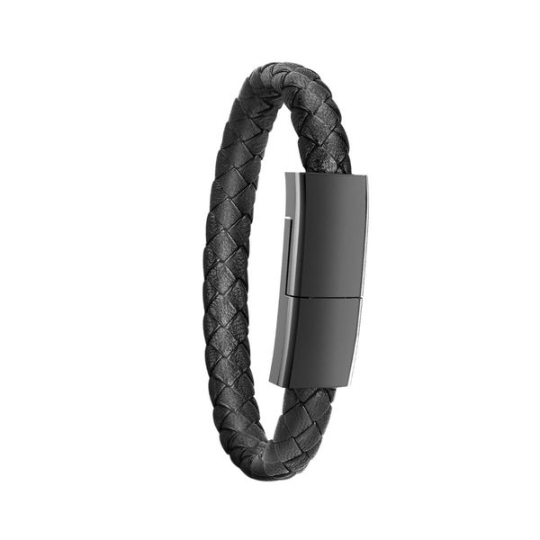 

cable durable leather bracelet charging data cable braided wristband