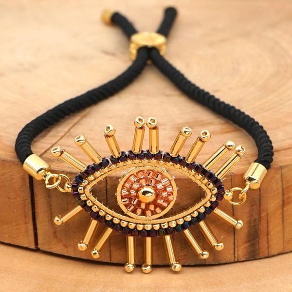 

go2boho bracelet for women miyuki glass beads bracelets mexican jewellery fashion turkish evil eye pulseras handmade woven gift, Black