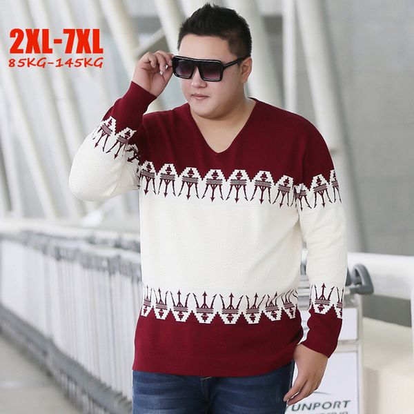 

autnmn winter plus size 5xl 6xl 7xl sweaters men cotton knitted sweaters for 85kg-145kg men v-neck loose breathable clothes, White;black