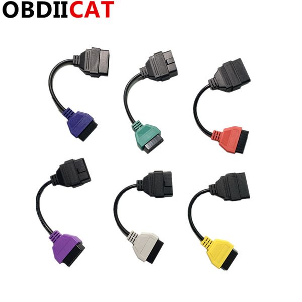 

10set/lot 6 color fiatecuscan obd2 connector diagnostic adapter cable